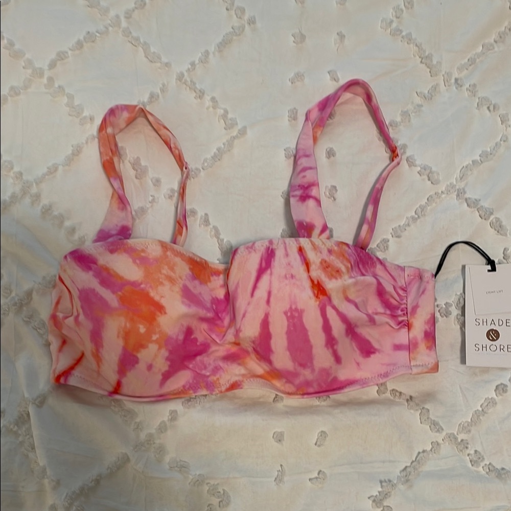 Shade & Shore Pink and Orange Bikini Top Only nwt 32B